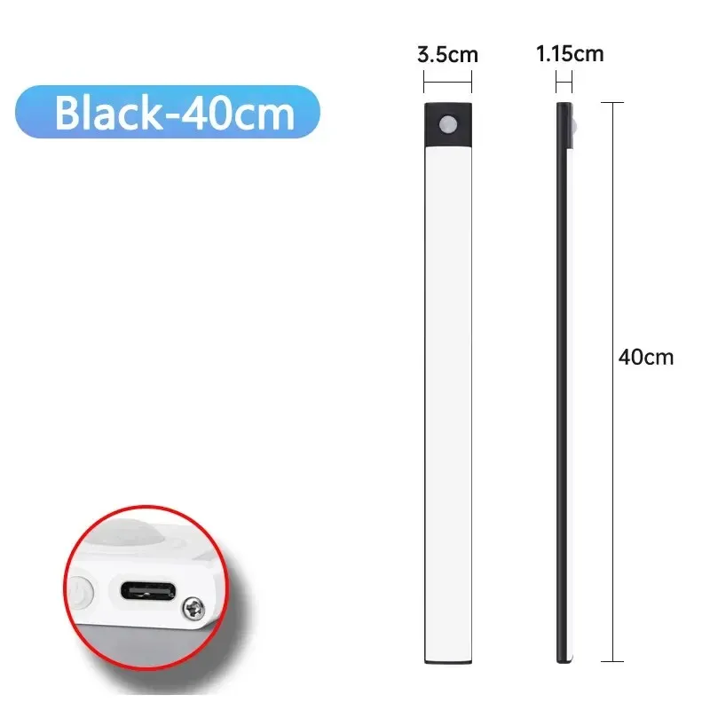 Lampe LED rechargeable USB-C avec capteur de mouvement pour armoire de cuisine et garde-robe, disponible en 20, 30, 40, 50 et 60 cm 12