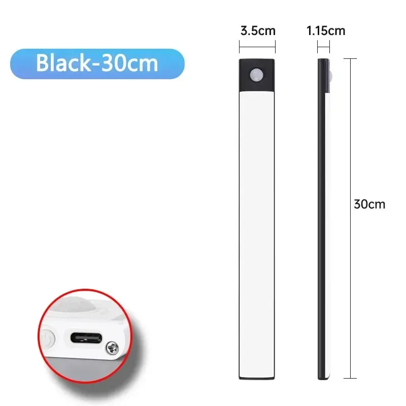 Lampe LED rechargeable USB-C avec capteur de mouvement pour armoire de cuisine et garde-robe, disponible en 20, 30, 40, 50 et 60 cm 13