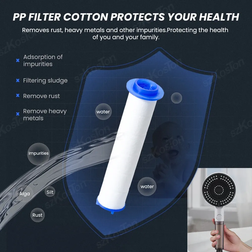 Cartouche filtrante de rechange en coton PP pour pommeau de douche, lot de 5 à 50 pièces, adoucissement de l'eau dure 3