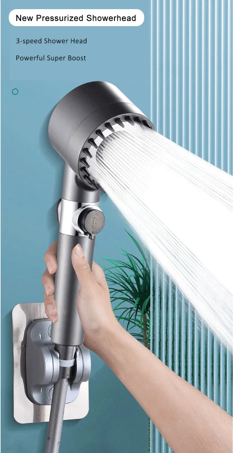 Pommeau de douche haute pression à 3 modes