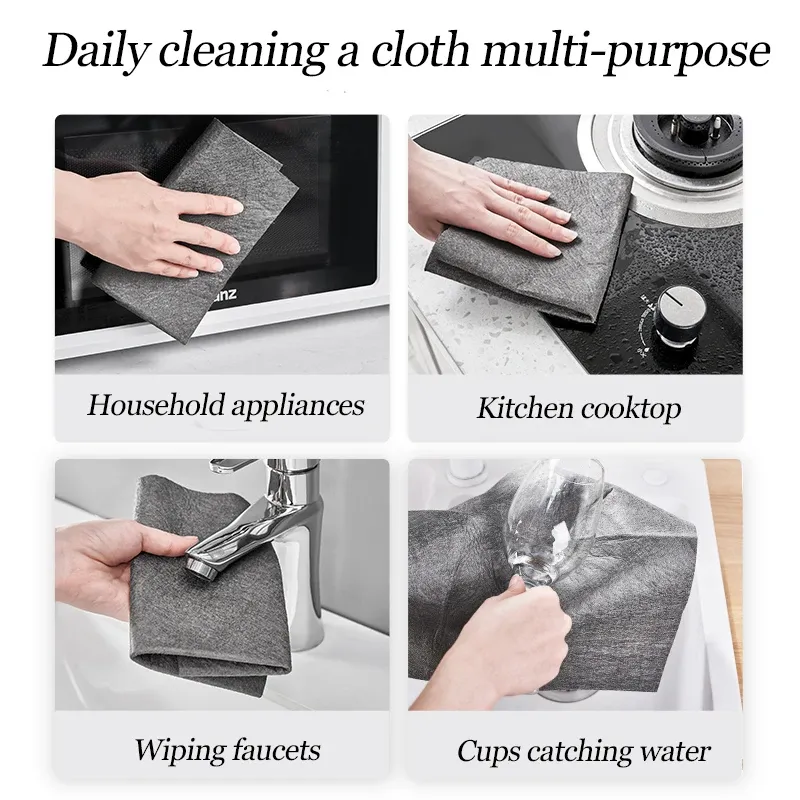 Chiffon de nettoyage en microfibre réutilisable, épais, sans traces ni filigranes, pour vitres et surfaces 6