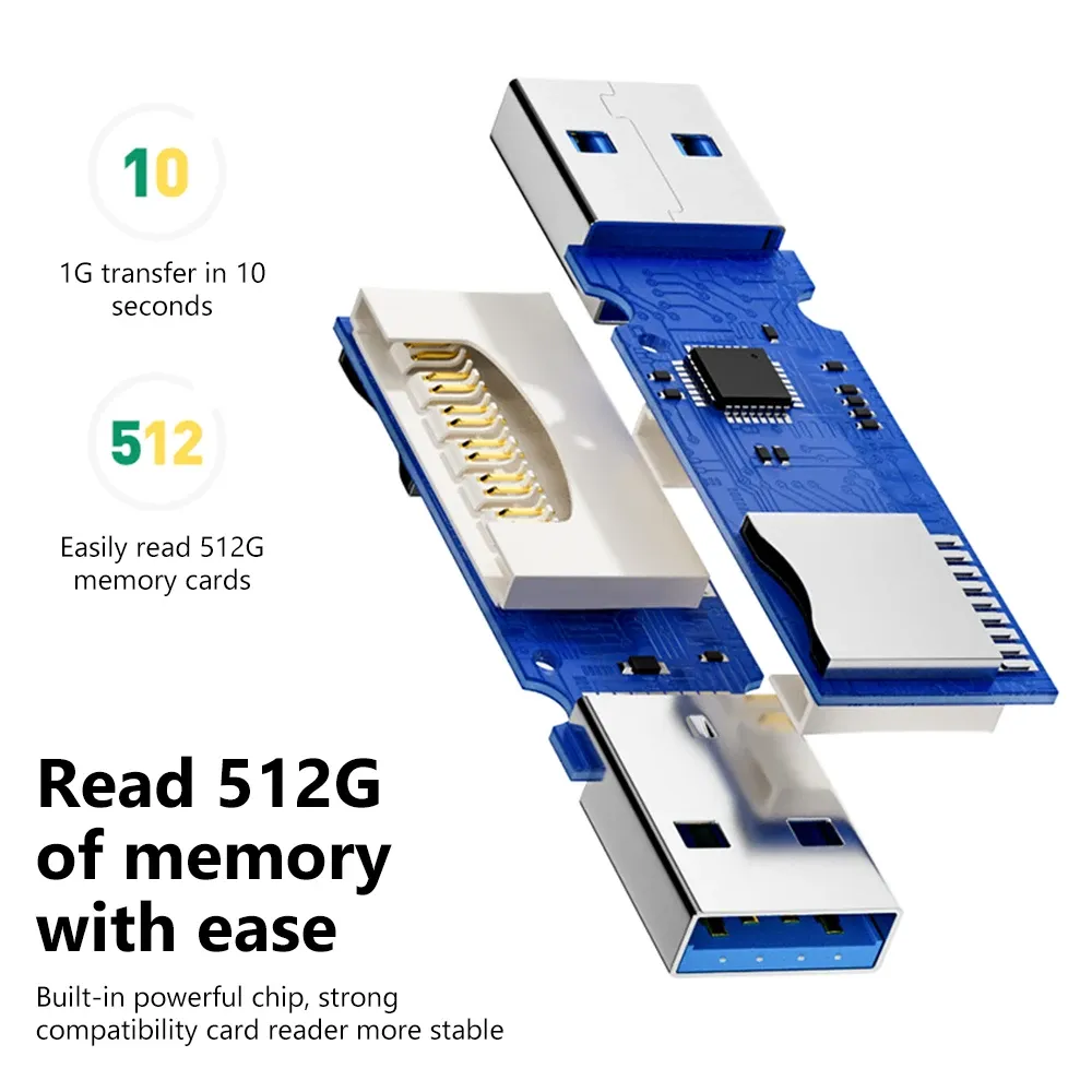 Lecteur de cartes USB 3.0 2 en 1 SD et microSD haute vitesse pour PC et ordinateur portable 5
