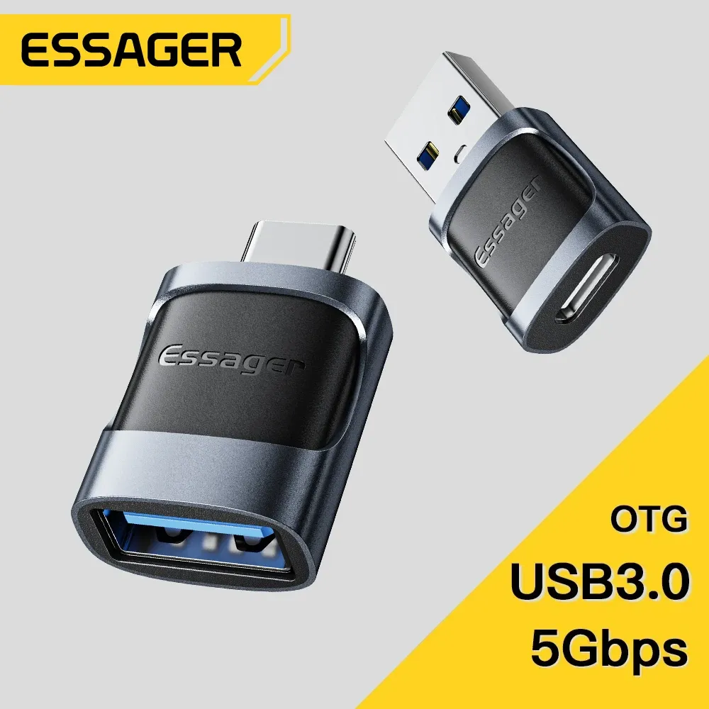Adaptateur OTG Essager USB 3.0 vers USB-C, USB-A mâle vers USB-C femelle, convertisseur pour MacBook et ordinateurs portables avec lecteur de carte