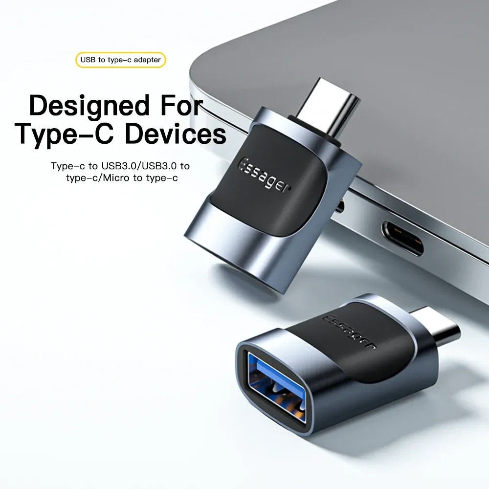 Adaptateur OTG Essager USB 3.0 vers USB-C, USB-A mâle vers USB-C femelle, convertisseur pour MacBook et ordinateurs portables avec lecteur de carte 6