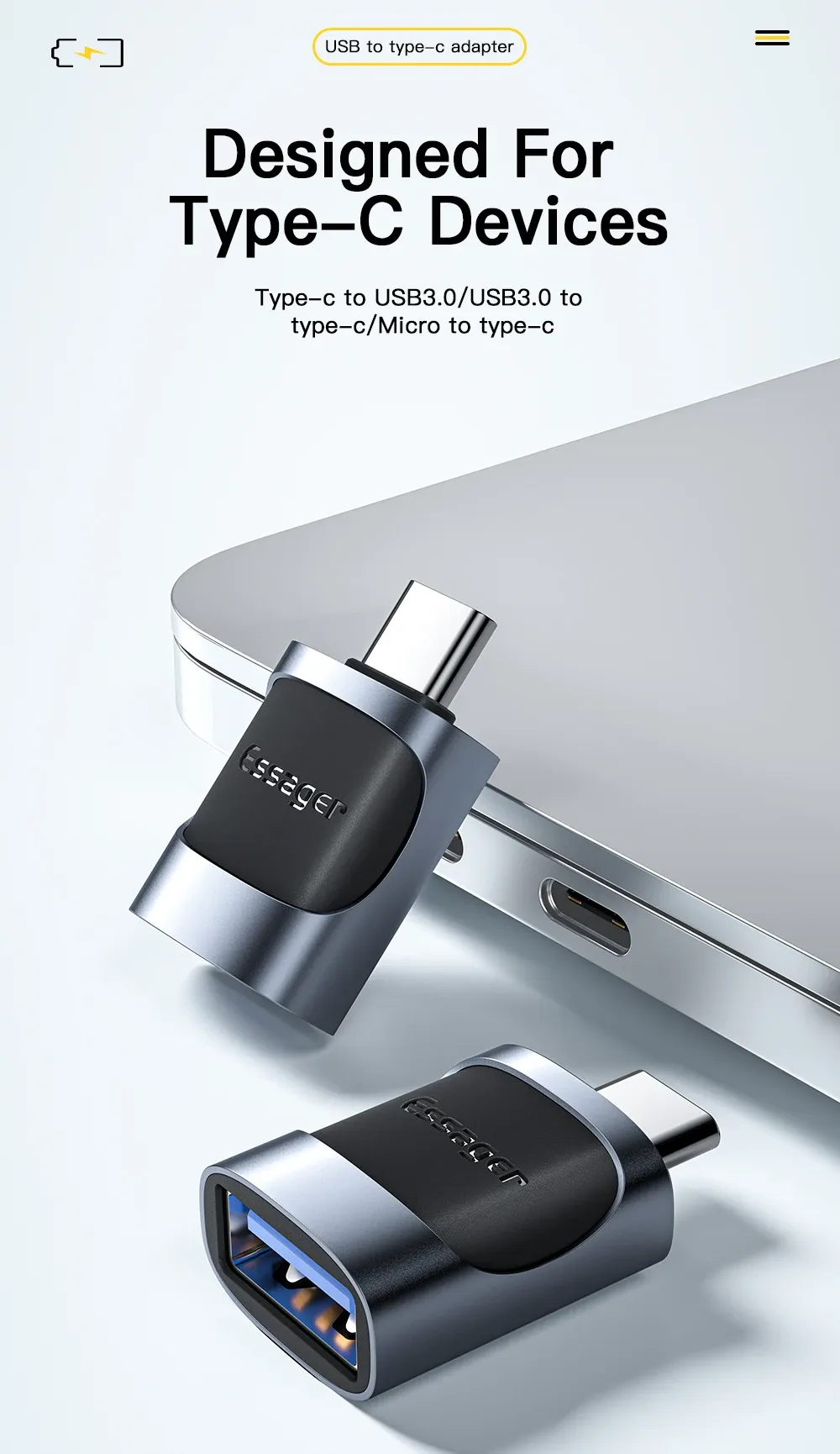 Adaptateur OTG USB 3.0 Type-C conçu pour appareils Type-C