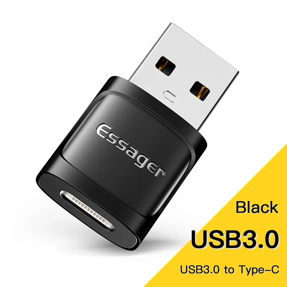 Adaptateur OTG Essager USB 3.0 vers USB-C, USB-A mâle vers USB-C femelle, convertisseur pour MacBook et ordinateurs portables avec lecteur de carte 8