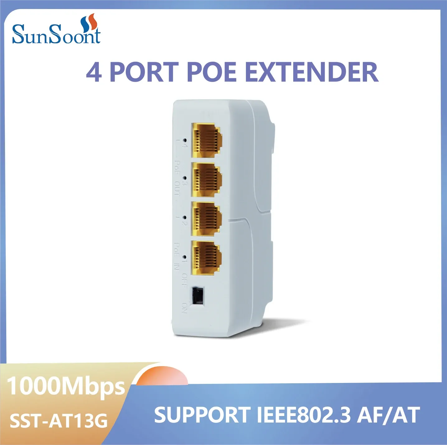 Rallonge PoE à 3 ports 10/100/1000 Mbps, répéteur de commutateur réseau 1 vers 3 avec IEEE 802.3af, Plug & Play, pour commutateur PoE, caméra IP et NVR 8
