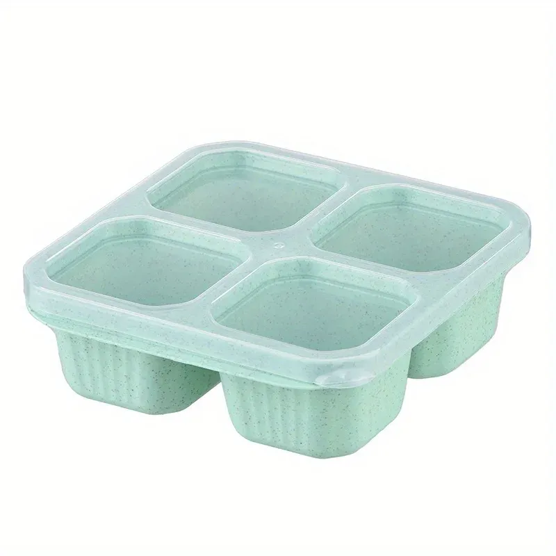 Boîte à bento en paille de blé de qualité supérieure – Récipient repas 4 compartiments avec couvercle transparent, compatible lave-vaisselle 5