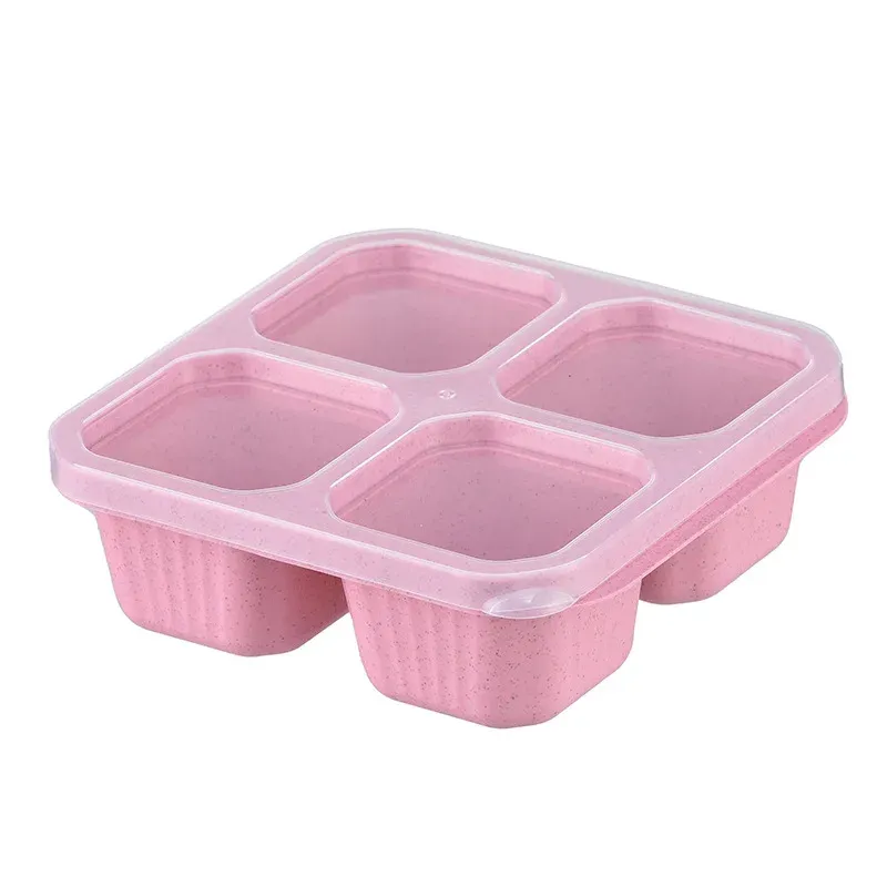 Boîte à bento en paille de blé de qualité supérieure – Récipient repas 4 compartiments avec couvercle transparent, compatible lave-vaisselle 7