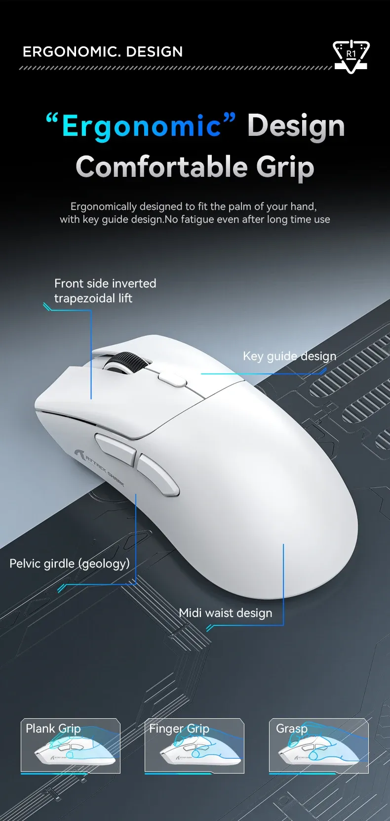 Souris de jeu Attack Shark, éclairage et design