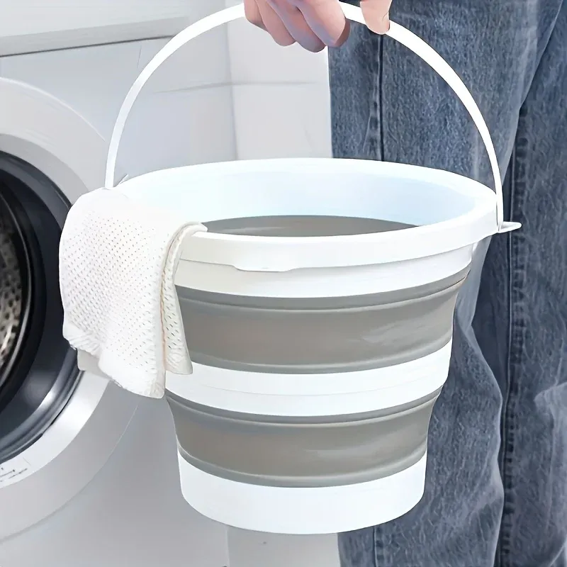 Seau pliable portable 5/10 L, durable, gain de place, facile à ranger, idéal pour le lavage de voiture, le camping, la pêche et les voyages en plein air - Image 1