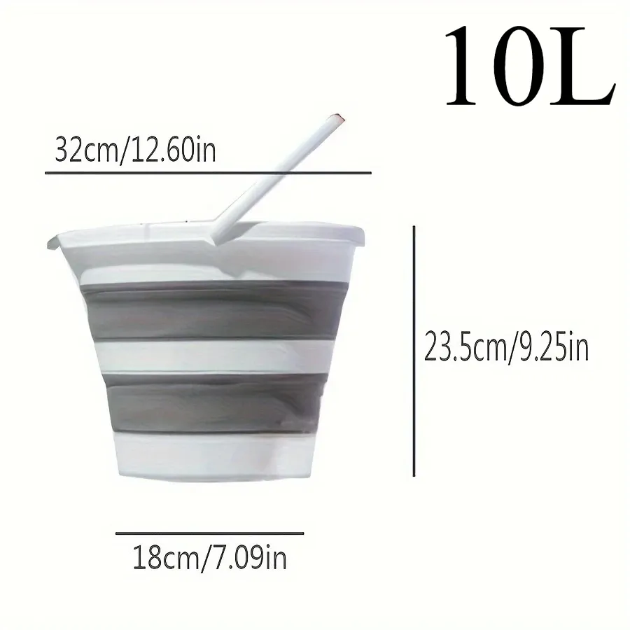 Seau pliable portable 5/10 L, durable, gain de place, facile à ranger, idéal pour le lavage de voiture, le camping, la pêche et les voyages en plein air 3