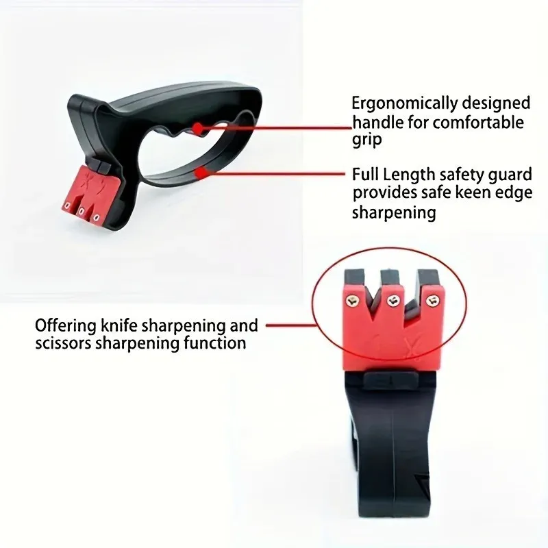 Affûteur de couteaux et ciseaux multifonction, léger et ergonomique, à meulage en V pour droitiers, notice incluse 2
