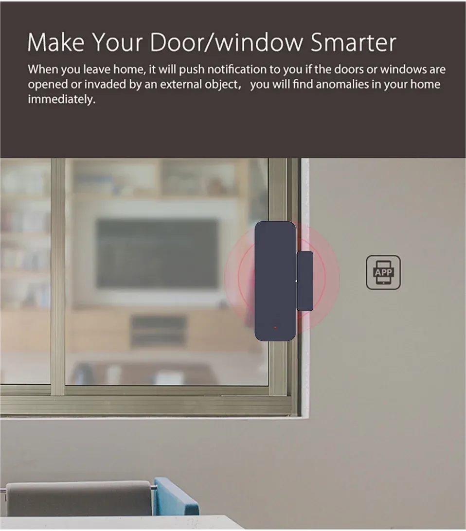Capteur de porte et fenêtre Wi-Fi Tuya, détecteur d'ouverture magnétique pour alarme de sécurité, compatible avec Alexa et Google Home 4