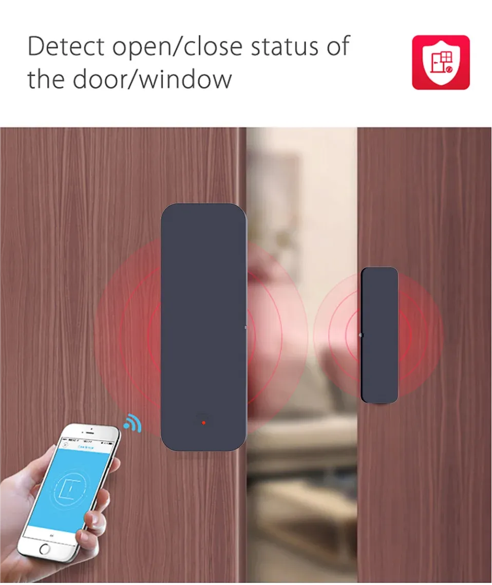 Capteur de porte et fenêtre Wi-Fi Tuya, détecteur d'ouverture magnétique pour alarme de sécurité, compatible avec Alexa et Google Home 6