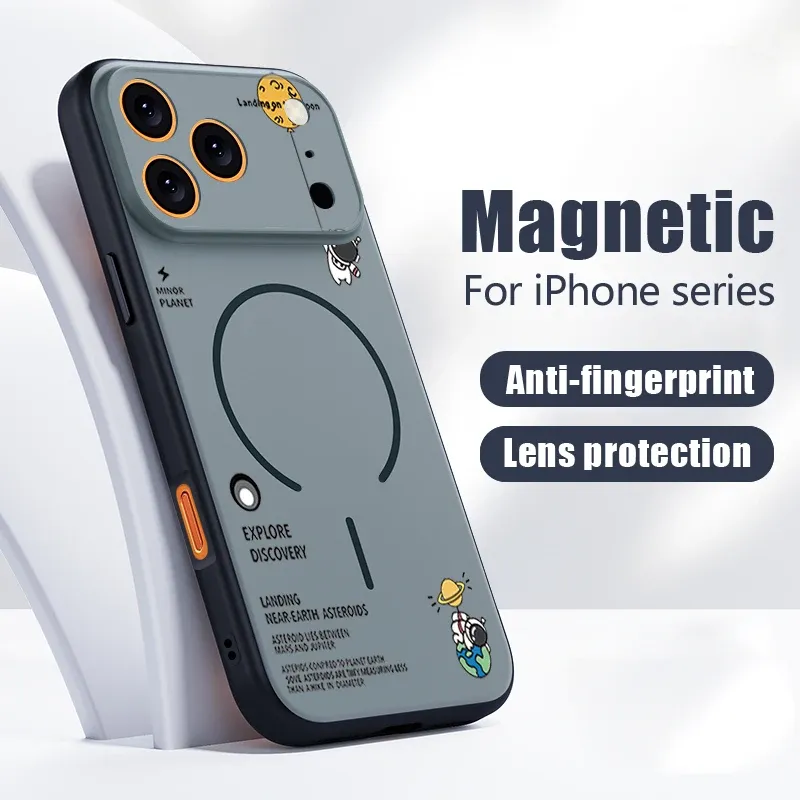 Coque astronaute en apesanteur pour iPhone 17 Pro Max, compatible MagSafe, finition effet peau