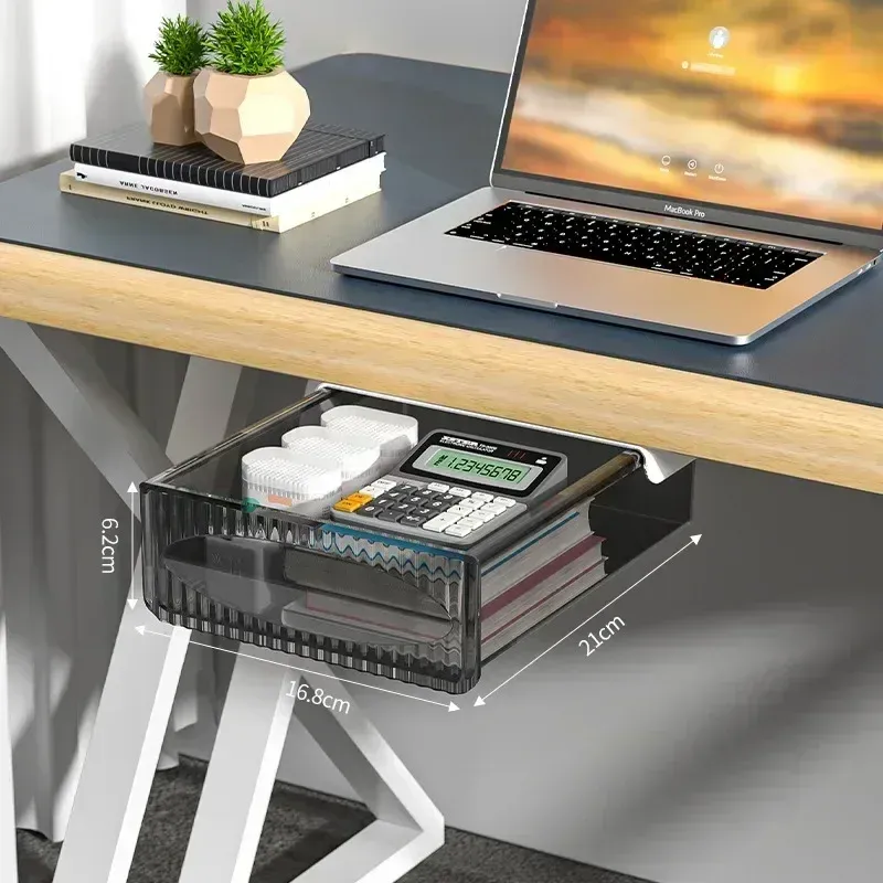 Étagère de rangement invisible à fixer sous le plateau de bureau, tiroir coulissant suspendu à grande capacité 8
