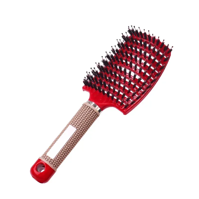 Brosse à cheveux en nylon pour femme, brosse de massage du cuir chevelu avec poils en nylon et poignée incurvée, pour salon de coiffure 7