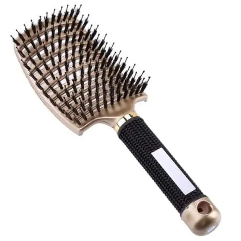 Brosse à cheveux en nylon pour femme, brosse de massage du cuir chevelu avec poils en nylon et poignée incurvée, pour salon de coiffure 8