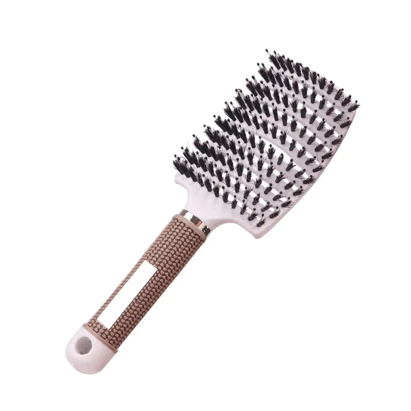 Brosse à cheveux en nylon pour femme, brosse de massage du cuir chevelu avec poils en nylon et poignée incurvée, pour salon de coiffure 9