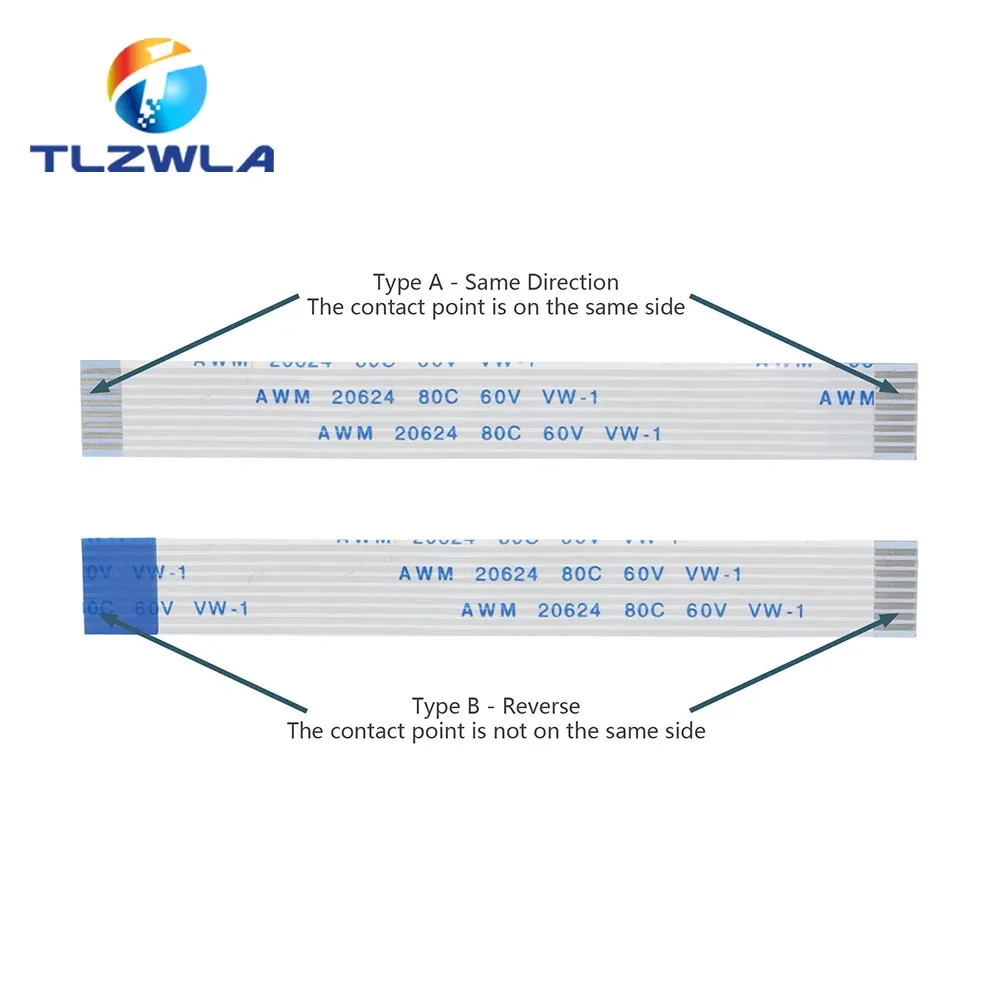 Câble plat flexible FPC FDavid, type A, pas de 0,5 mm et 1,0 mm, 4 à 20 broches, longueur 20 à 40 cm, lot de 10 5