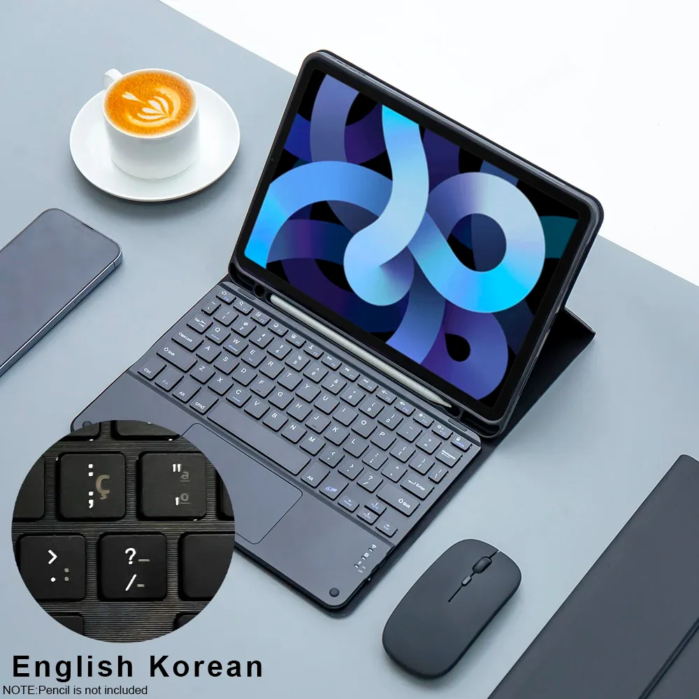 Clavier magique et souris sans fil avec étui pour iPad 9e génération, iPad 10,2" (7e et 8e génération), iPad Pro 11" M4, iPad Air M3 et iPad Air (10e, 5e et 4e génération) 12