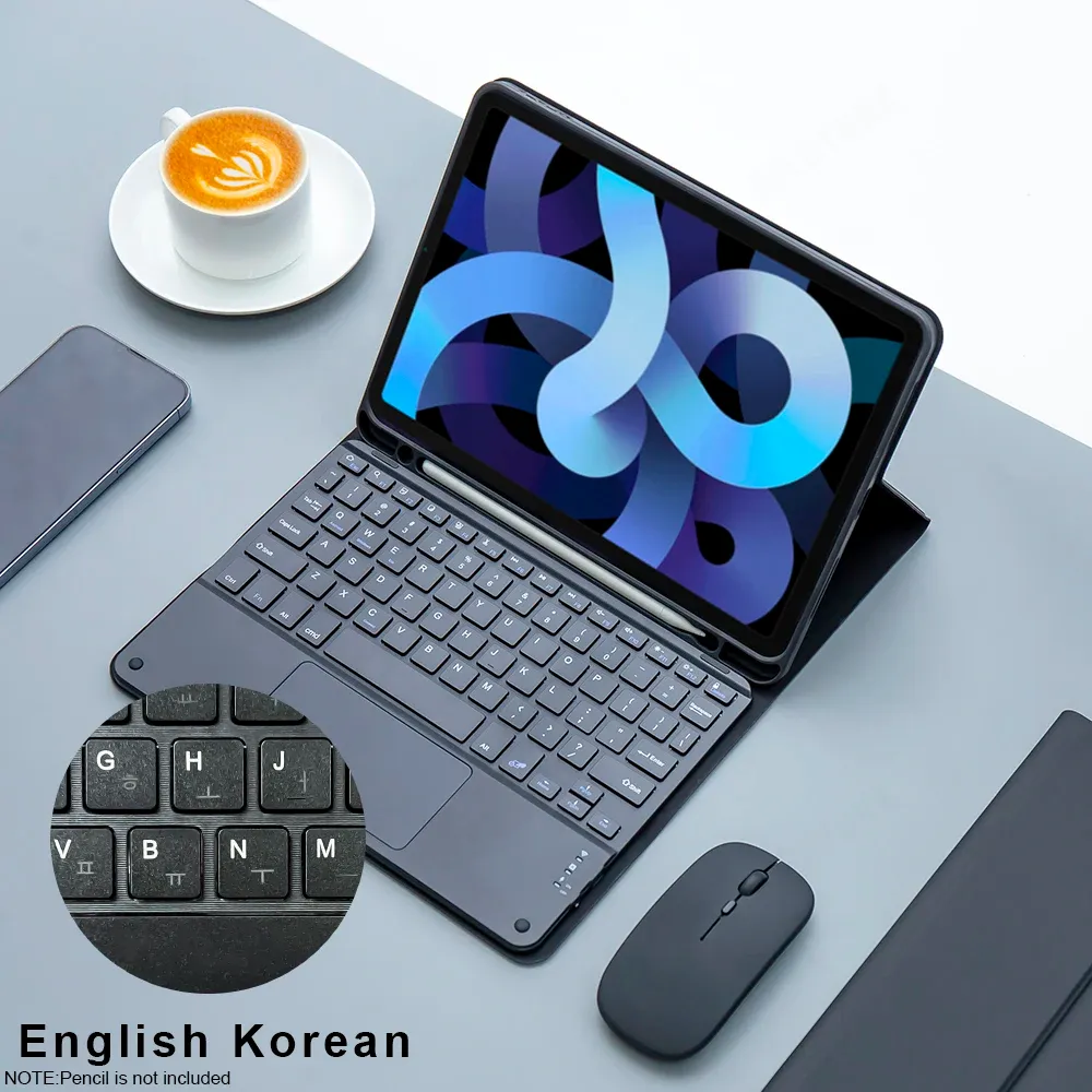 Clavier magique et souris sans fil avec étui pour iPad 9e génération, iPad 10,2" (7e et 8e génération), iPad Pro 11" M4, iPad Air M3 et iPad Air (10e, 5e et 4e génération) 8