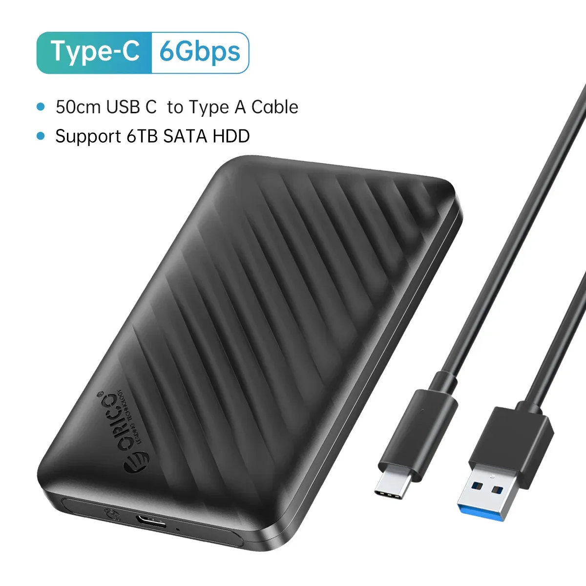 ORICO Boîtier de disque dur SATA vers USB 3.0, 2,5 pouces, USB-C, pour SSD 7-9,5 mm, compatible UASP 15