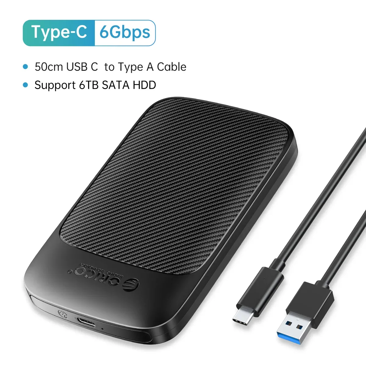 ORICO Boîtier de disque dur SATA vers USB 3.0, 2,5 pouces, USB-C, pour SSD 7-9,5 mm, compatible UASP 14