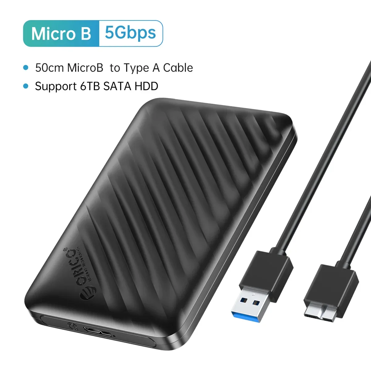 ORICO Boîtier de disque dur SATA vers USB 3.0, 2,5 pouces, USB-C, pour SSD 7-9,5 mm, compatible UASP 23