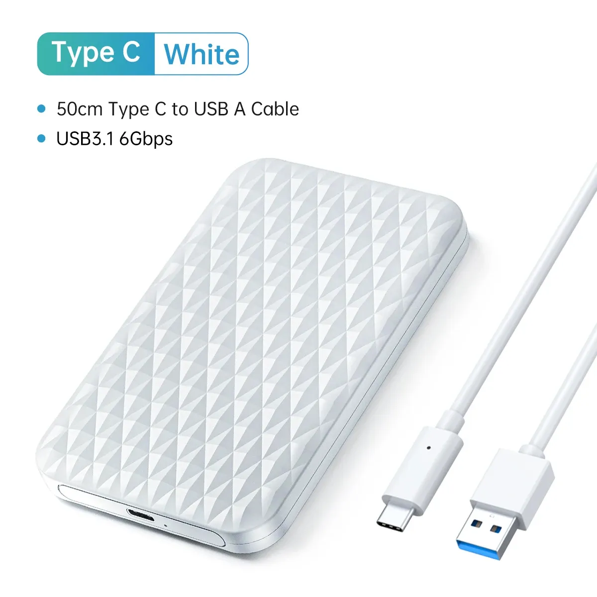 ORICO Boîtier de disque dur SATA vers USB 3.0, 2,5 pouces, USB-C, pour SSD 7-9,5 mm, compatible UASP 22