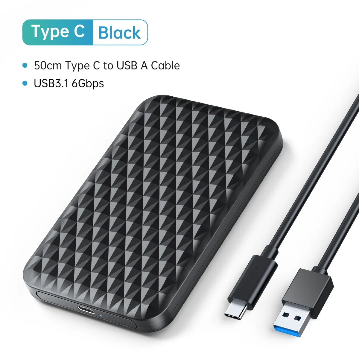 ORICO Boîtier de disque dur SATA vers USB 3.0, 2,5 pouces, USB-C, pour SSD 7-9,5 mm, compatible UASP 21