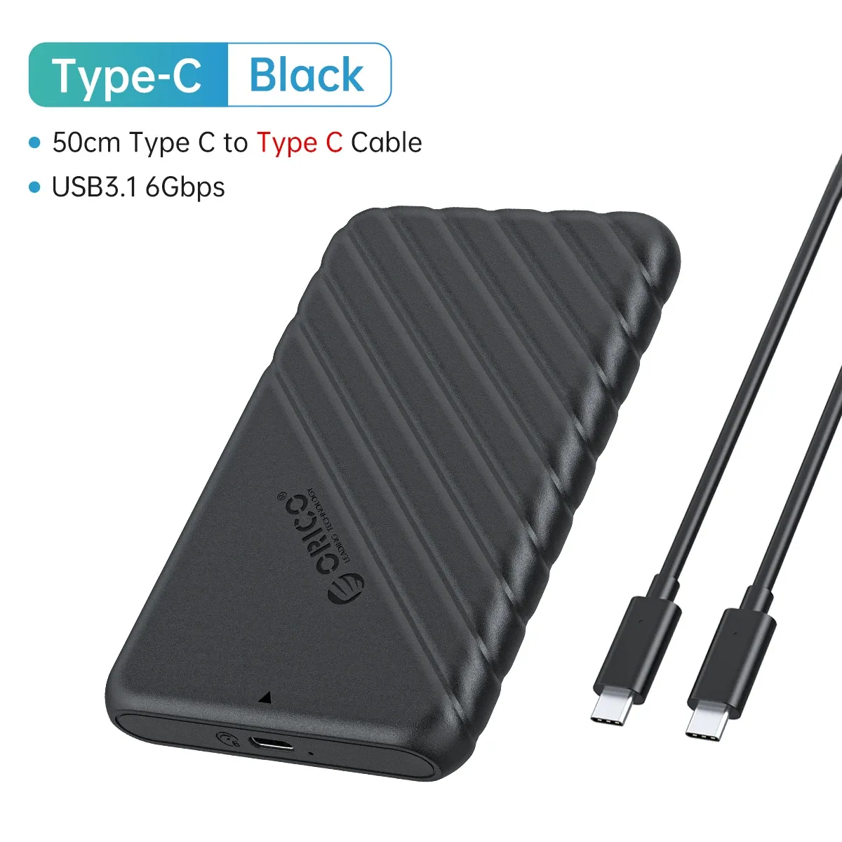 ORICO Boîtier de disque dur SATA vers USB 3.0, 2,5 pouces, USB-C, pour SSD 7-9,5 mm, compatible UASP 19