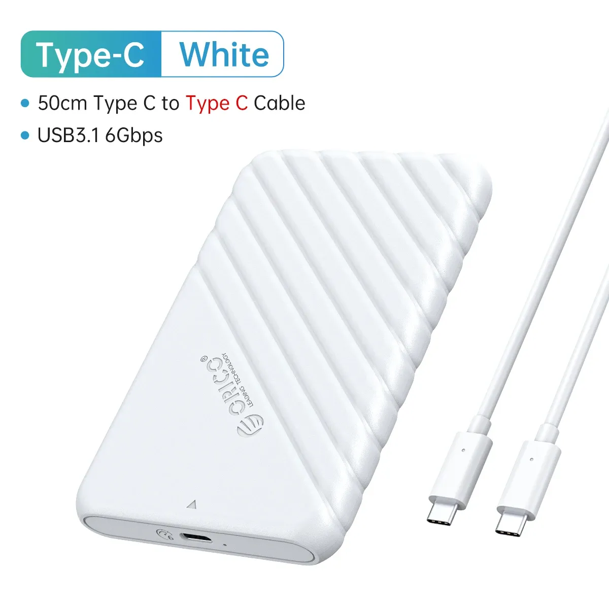 ORICO Boîtier de disque dur SATA vers USB 3.0, 2,5 pouces, USB-C, pour SSD 7-9,5 mm, compatible UASP 25
