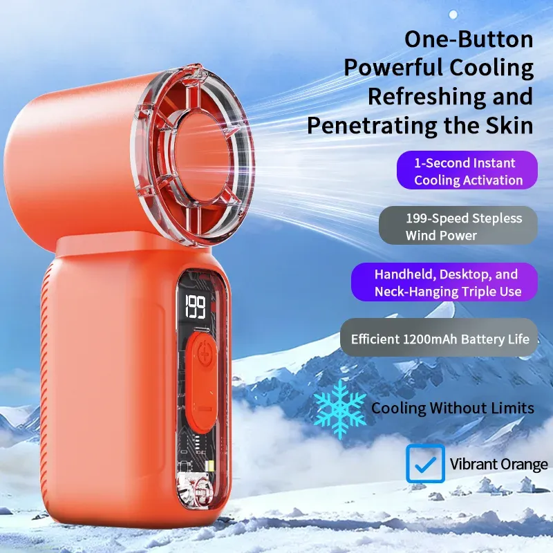 Ventilateur portable rechargeable ultra-compact à haute vitesse, avec affichage numérique et flux d'air puissant ultra-silencieux 2