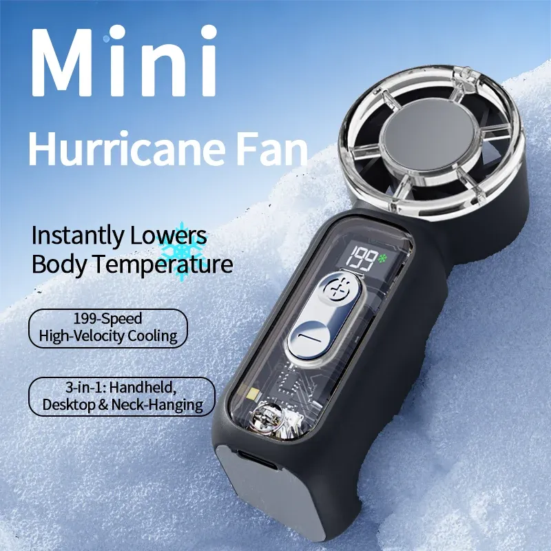 Ventilateur portable rechargeable ultra-compact à haute vitesse, avec affichage numérique et flux d'air puissant ultra-silencieux 6