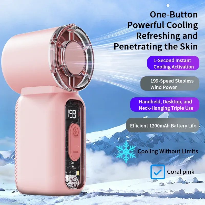 Ventilateur portable rechargeable ultra-compact à haute vitesse, avec affichage numérique et flux d'air puissant ultra-silencieux 7