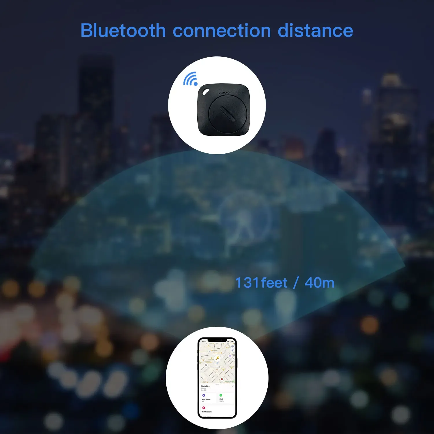 AIYATO Traqueur Bluetooth compatible avec l'application Localiser d'Apple, détecteur de clés pour clés, sacs, portefeuilles et bagages, compatible uniquement avec iOS 3