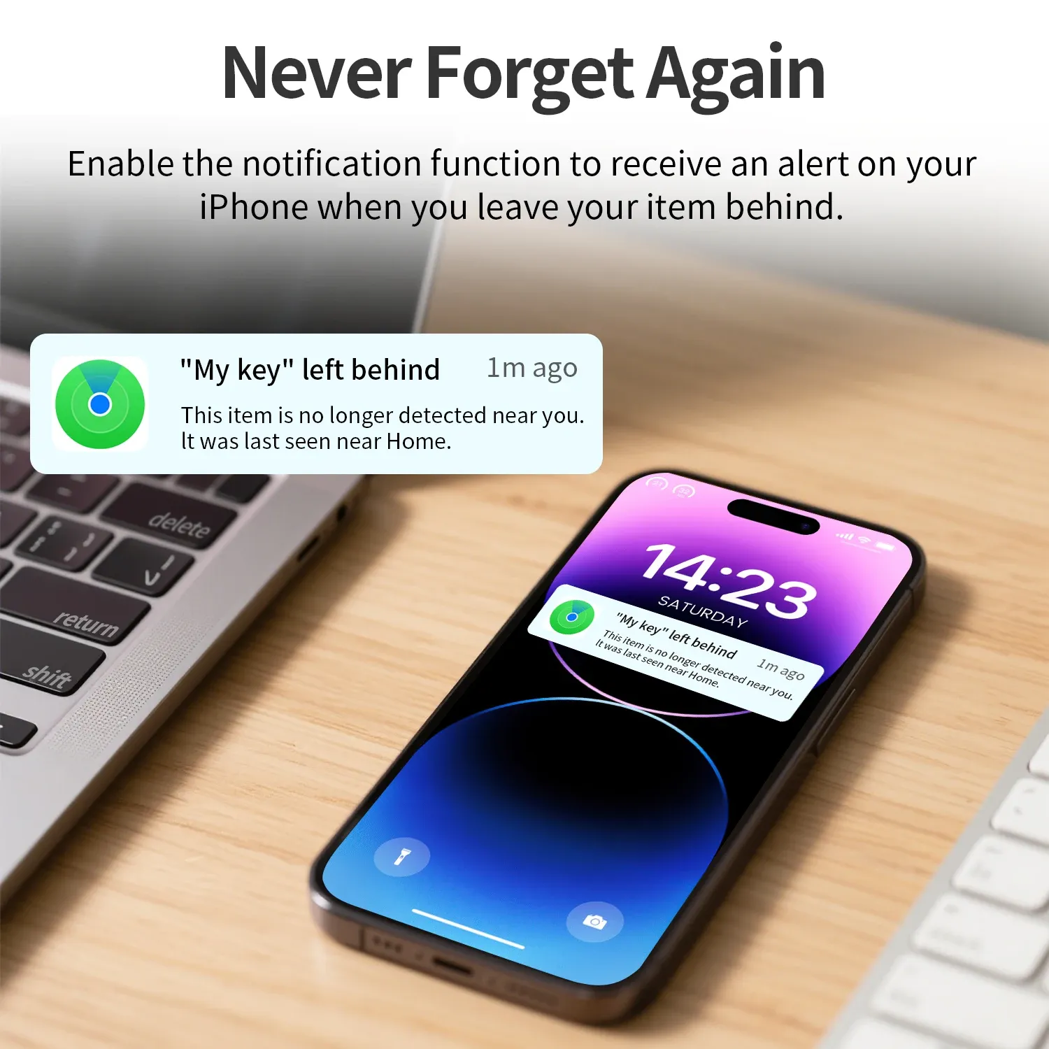 AIYATO Traqueur Bluetooth compatible avec l'application Localiser d'Apple, détecteur de clés pour clés, sacs, portefeuilles et bagages, compatible uniquement avec iOS 4