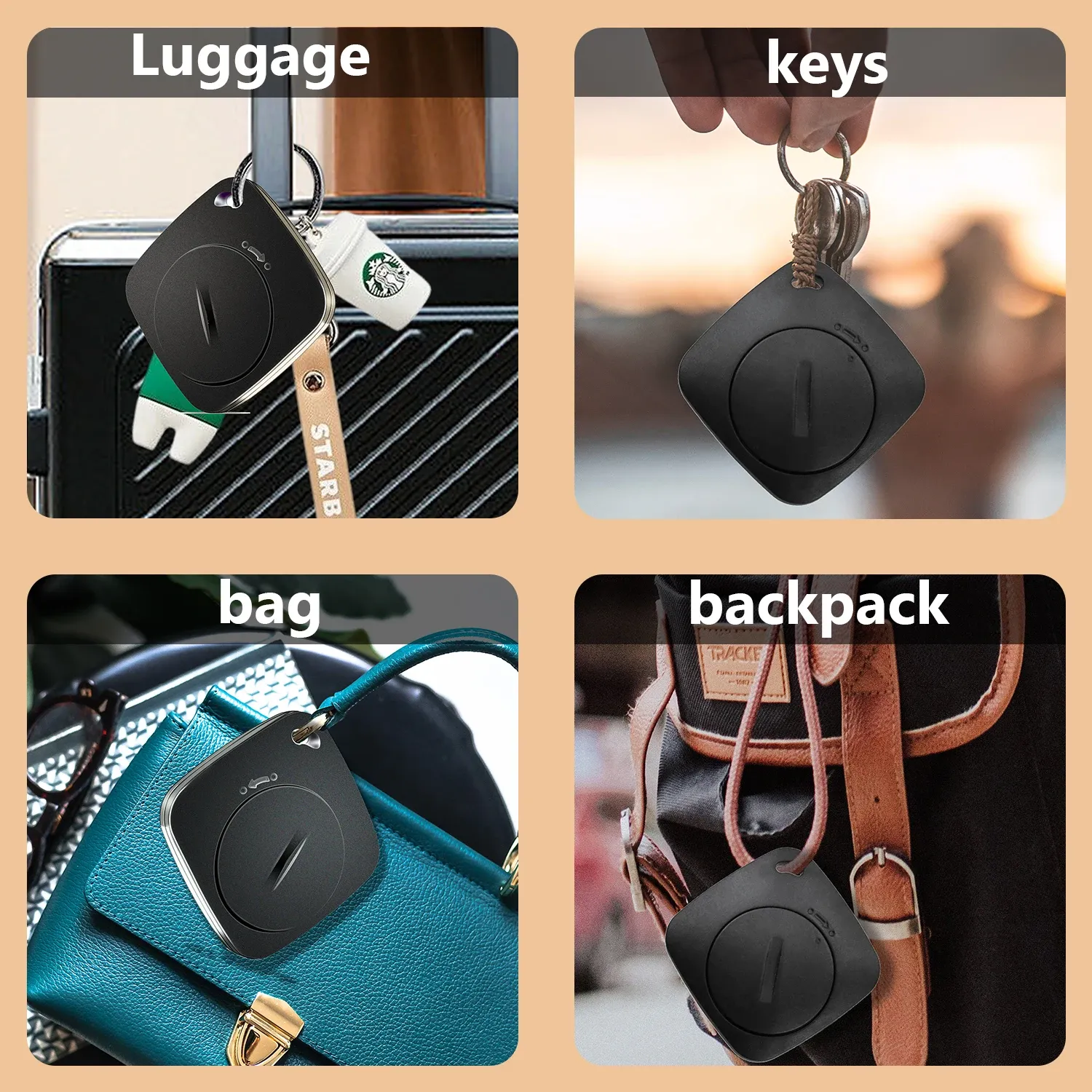 AIYATO Traqueur Bluetooth compatible avec l'application Localiser d'Apple, détecteur de clés pour clés, sacs, portefeuilles et bagages, compatible uniquement avec iOS 5