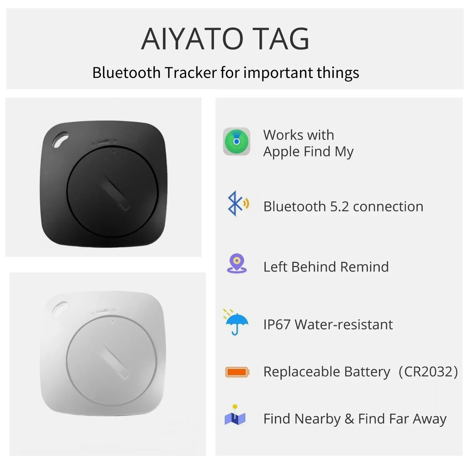 Localisateur AIYATO compatible Apple Find My