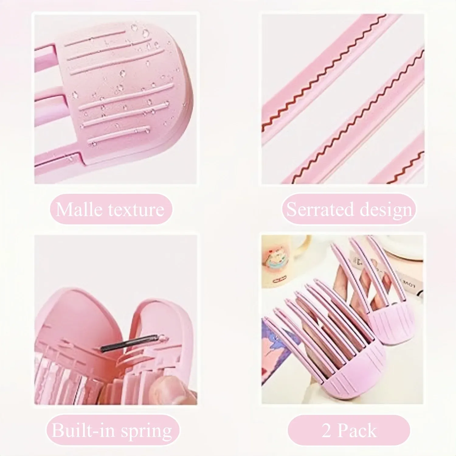 Peigne à pince pour racines volumineuses, lot de 2 (3 dents et 6 dents), peigne de coiffage paresseux, style haut de gamme, pour boucles, format portable, peigne sculptant le volume façon coréenne 2