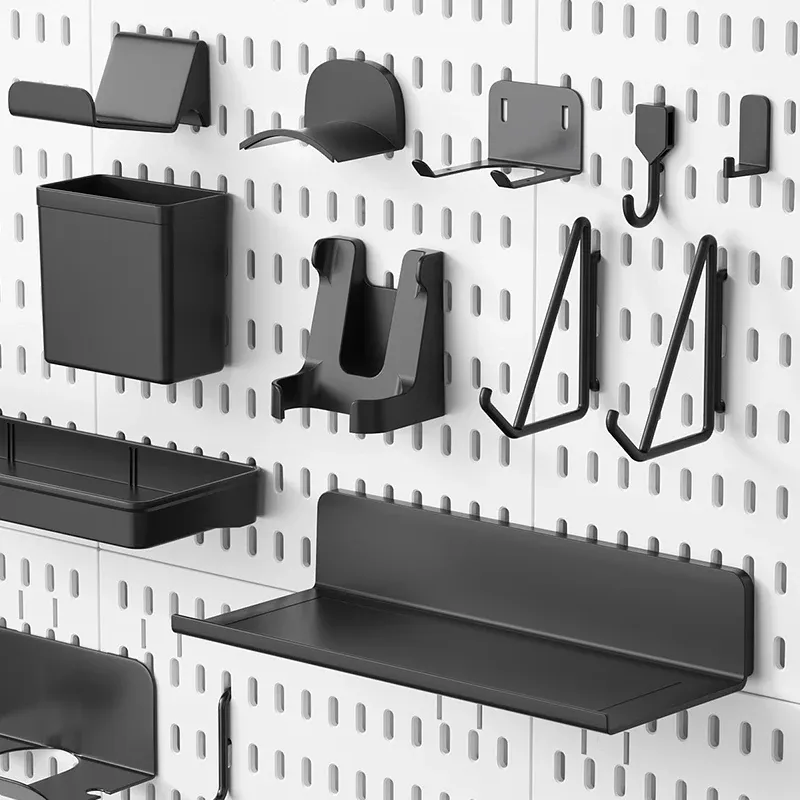 Panneau perforé sans perçage pour salle de jeu, organisateur mural pour manettes, support casque et clavier, rangement multifonction 5