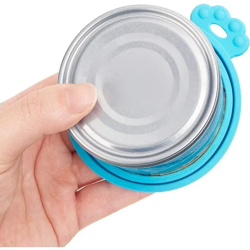 Couvercle hermétique réutilisable en silicone avec cuillère pour boîte de nourriture pour chats et chiens 3