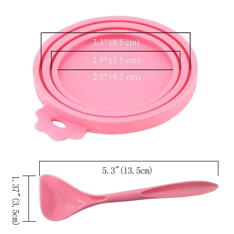 Couvercle hermétique réutilisable en silicone avec cuillère pour boîte de nourriture pour chats et chiens 4