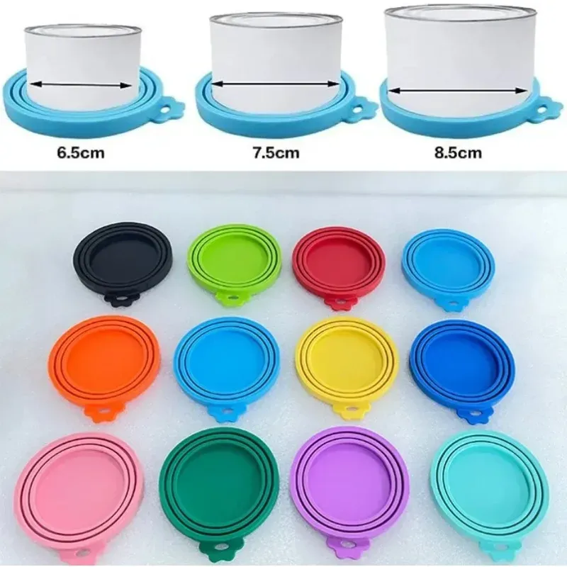 Couvercle hermétique réutilisable en silicone avec cuillère pour boîte de nourriture pour chats et chiens 5