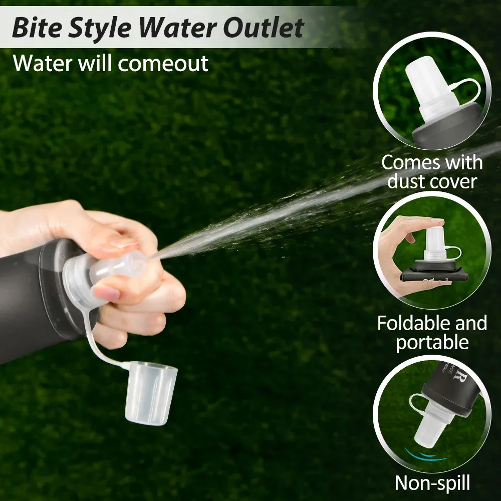 Bouteille d'eau pliable de sport en TPU 150/250/500 ml, portable, pour la course, la randonnée, le vélo et le fitness 4