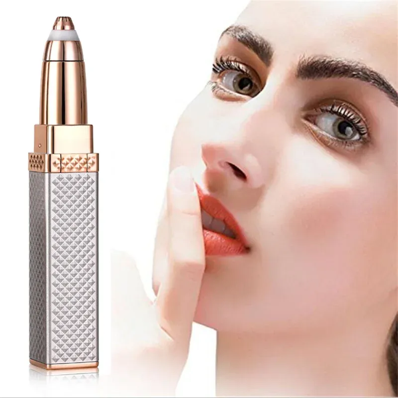 Rasoir 2 en 1 rechargeable à lumière LED pour sourcils et visage, épilation indolore des duvets, poils du visage, sourcils et lèvres – 1 pièce - Image 1
