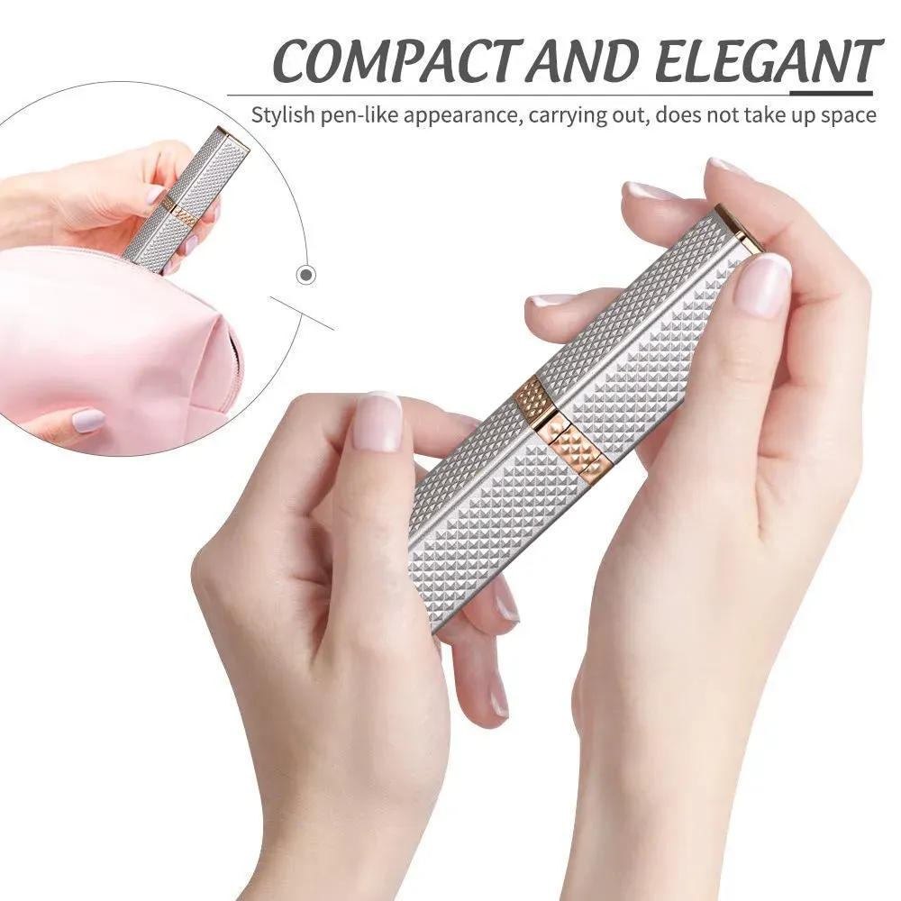 Rasoir 2 en 1 rechargeable à lumière LED pour sourcils et visage, épilation indolore des duvets, poils du visage, sourcils et lèvres – 1 pièce 3