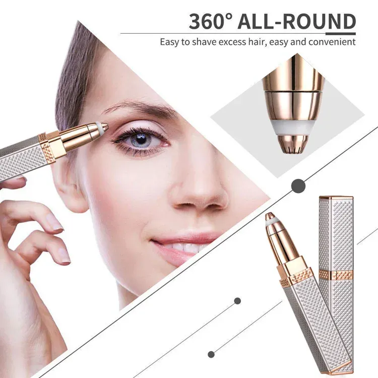 Rasoir 2 en 1 rechargeable à lumière LED pour sourcils et visage, épilation indolore des duvets, poils du visage, sourcils et lèvres – 1 pièce 5